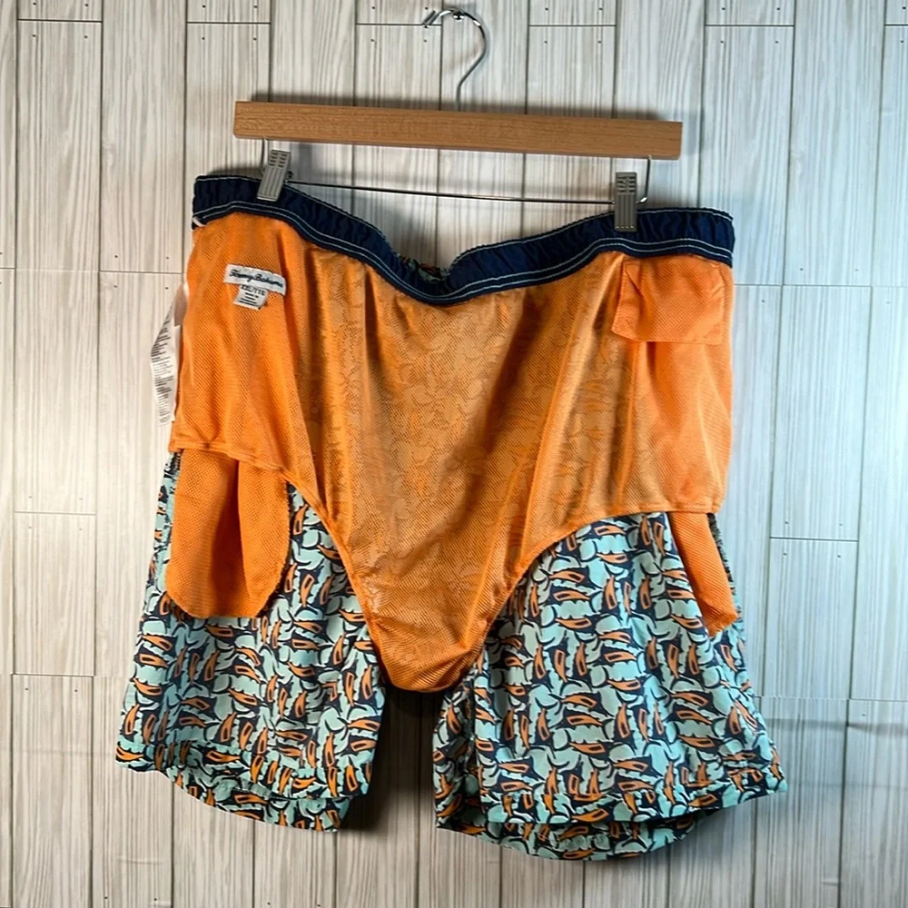 Tommy Bahama Men’s Naples Moorea Marlins Trunks Shorts Orange & Blue‎ Size XXL